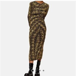Topshop Black and Gold Long Sleeve Dress